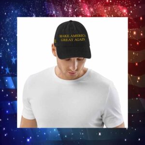 Make America Great Again Gold on Black Embroidery Denim Cap Hat