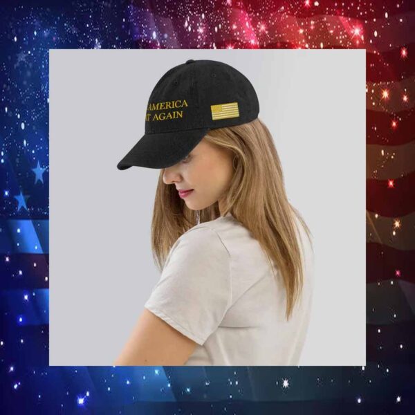 Make America Great Again Gold on Black Embroidery Denim Cap Hat