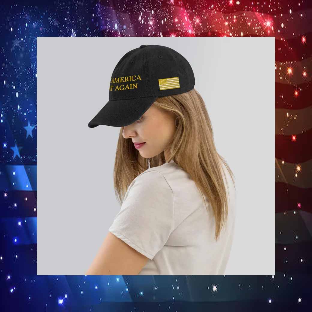 Make America Great Again Gold on Black Embroidery Denim Cap Hat
