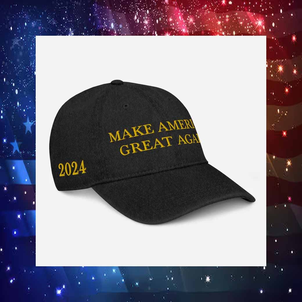 Make America Great Again Gold on Black Embroidery Denim Cap Hat