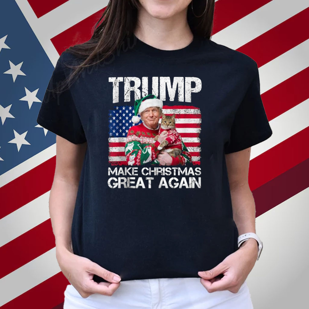 Make Christmas Great Again Santa Trump USA Flag Xmas Shirt