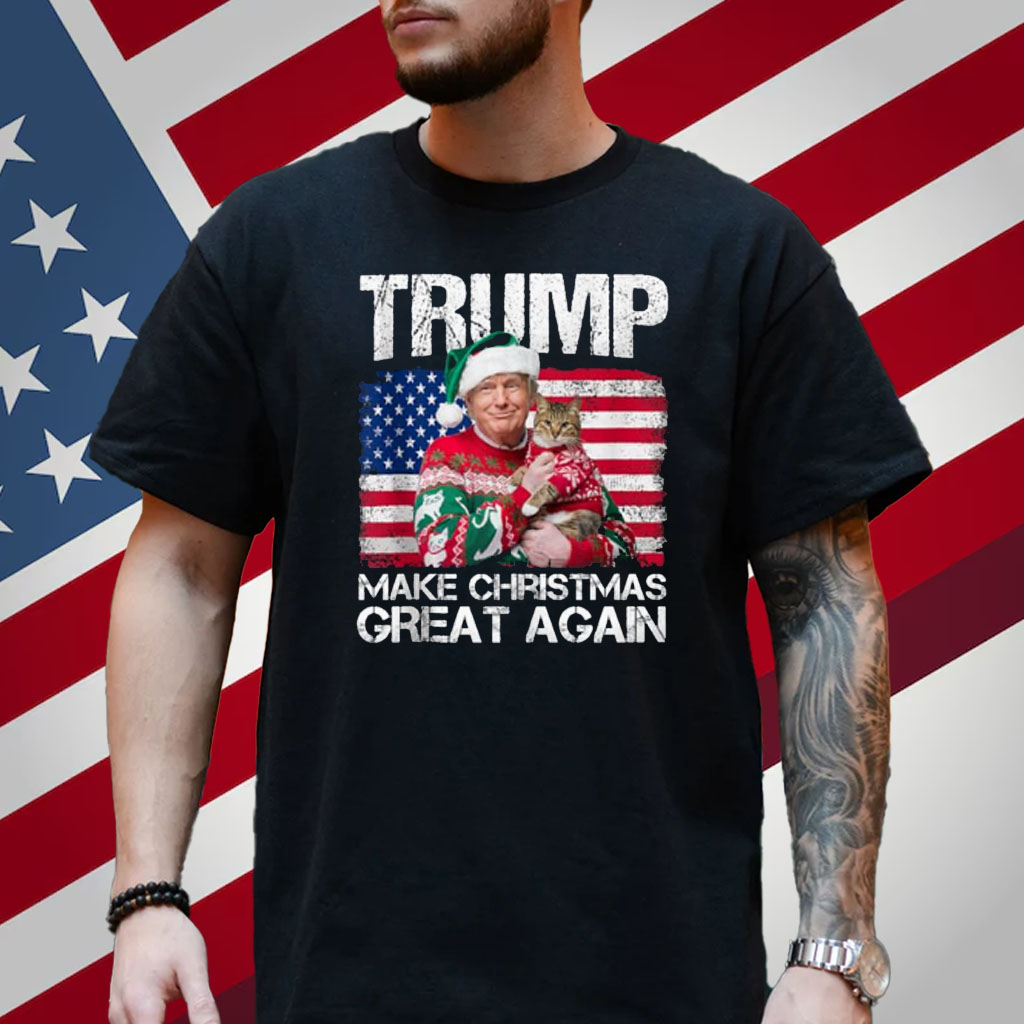 Make Christmas Great Again Santa Trump USA Flag Xmas Shirt