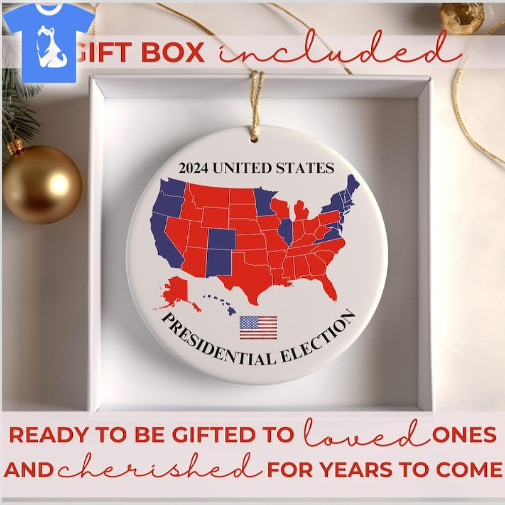 Official Us Presidential Election 2024 Map Christmas Ornament