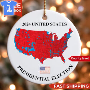Official Us Presidential Election 2024 Map Christmas Ornament