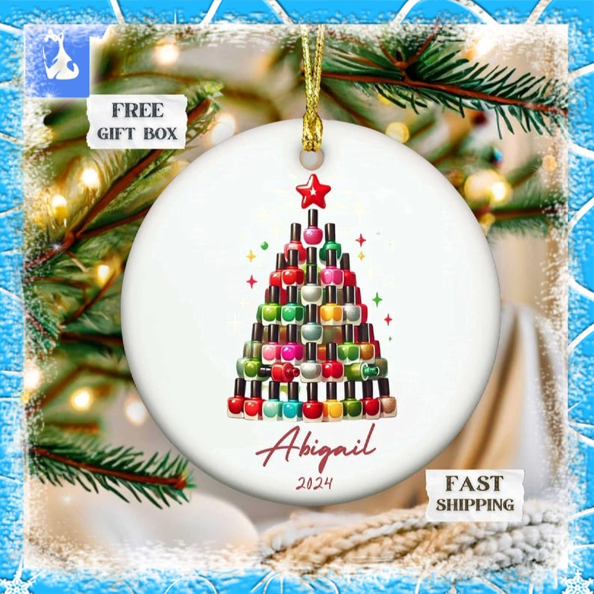 Personalized Nail Artist Christmas Tree Ornament