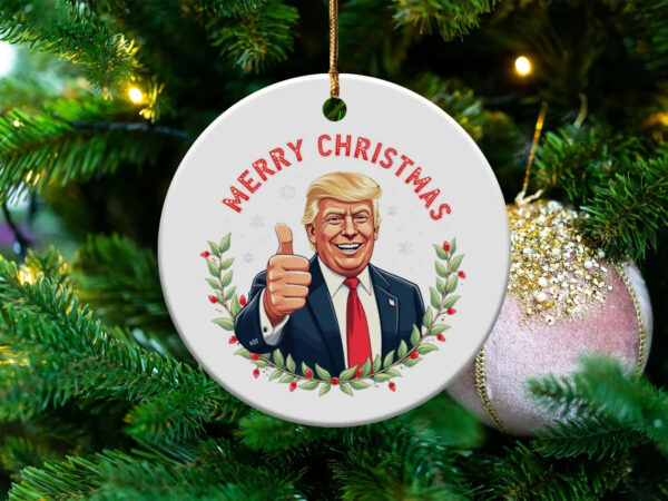 Trump 2024 Christmas Ornament, Merry Xmas Tree Decoration, Holiday Gift, Festive Home Decor, Trump Supporter Gift, Patriotic Christmas