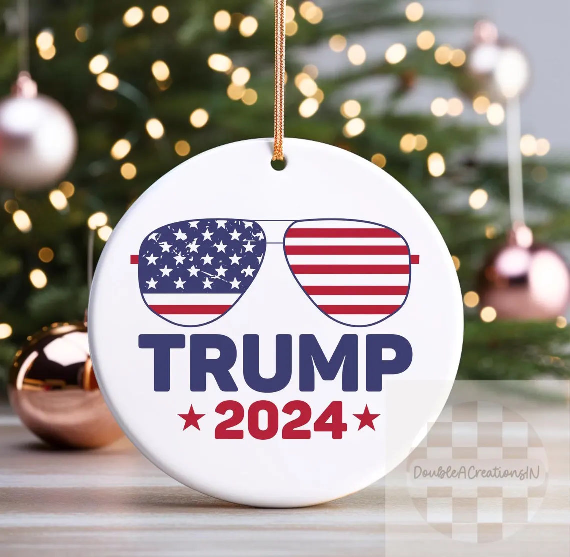 Trump 2024 Ornament, Republican Ornament, President Trump Supporter Gift, Patriotic Holiday Ornament, Make America Great Again