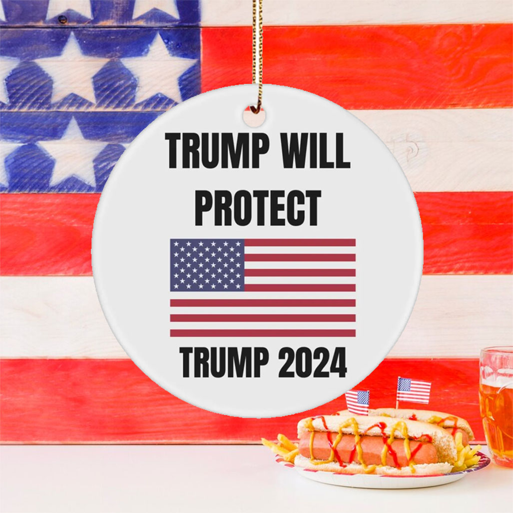 Trump 2024 Ornament Trump Will Protect Gift Ideas Election 2024 Gifts Xmas Round Car Hanging Ornament