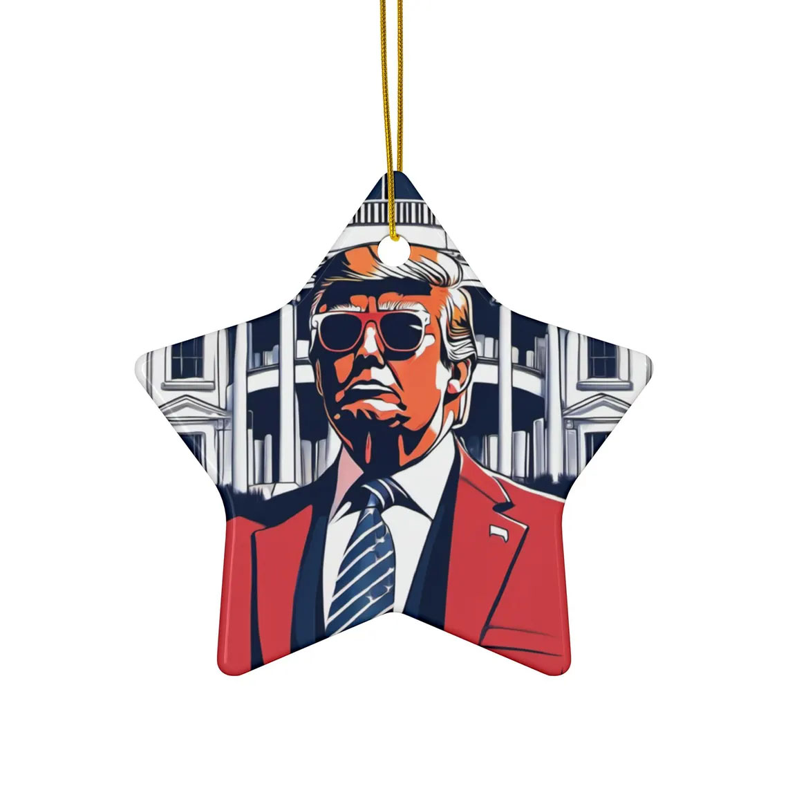 Trump 2024 Red Suit White House Keepsak Ceramic Ornament