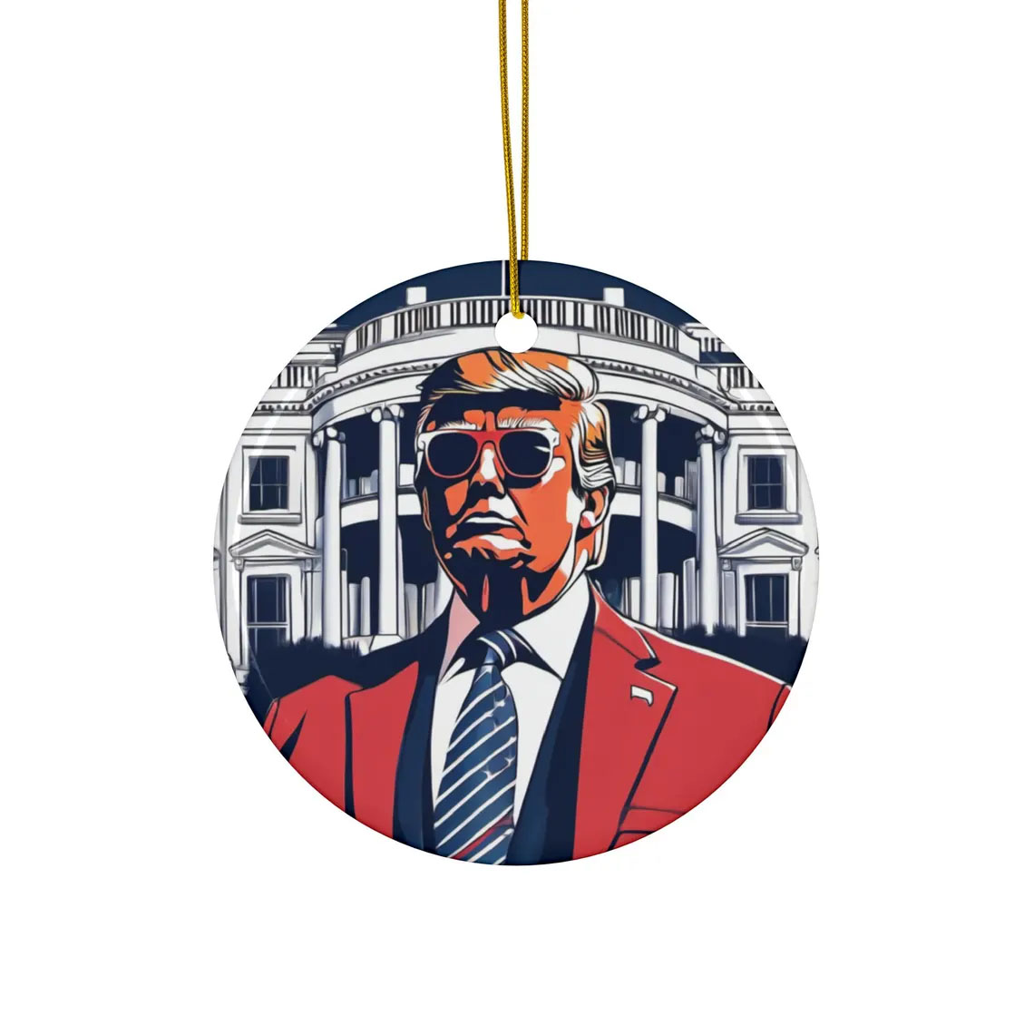 Trump 2024 Red Suit White House Keepsak Ceramic Ornament