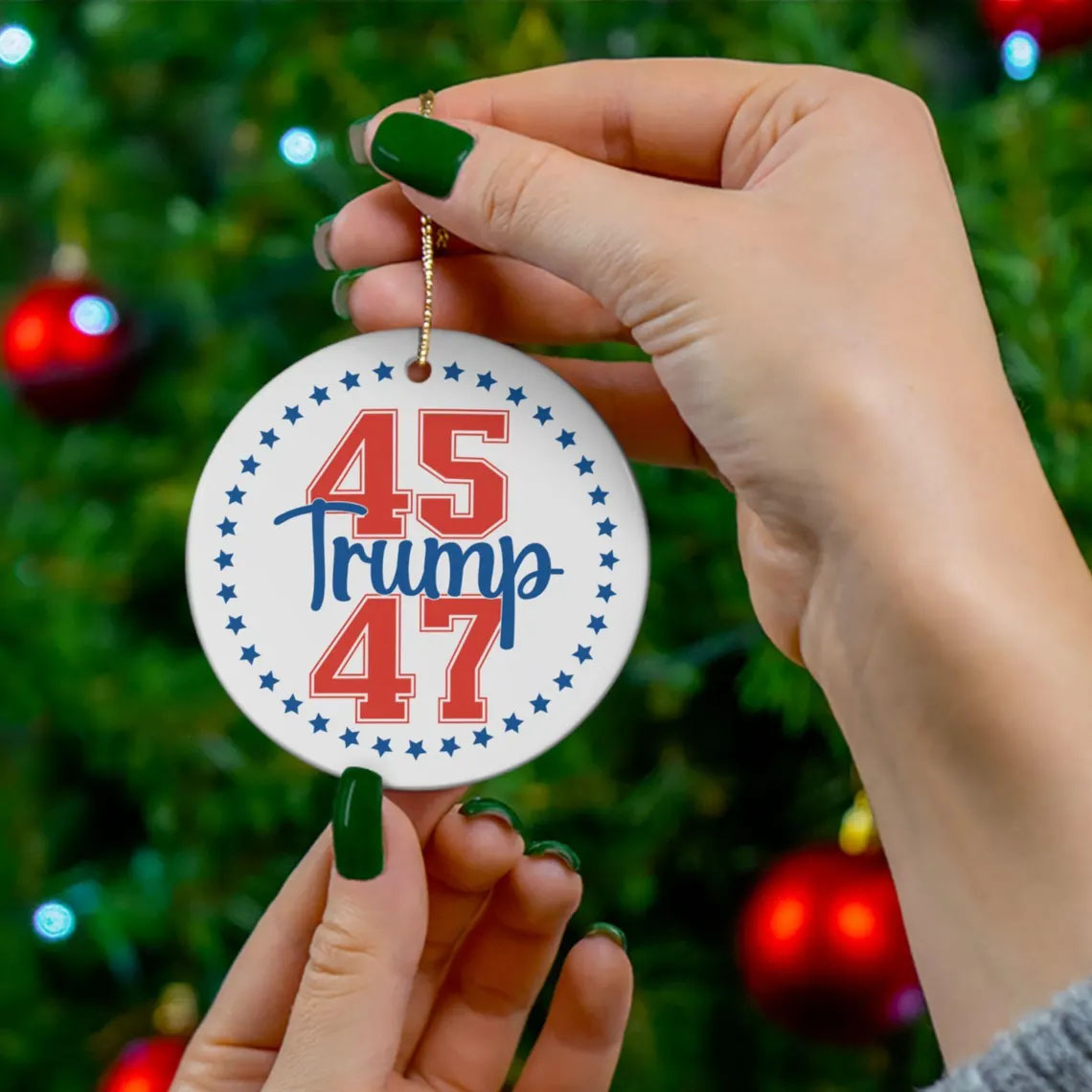 Trump 45 47 Christmas Ornament