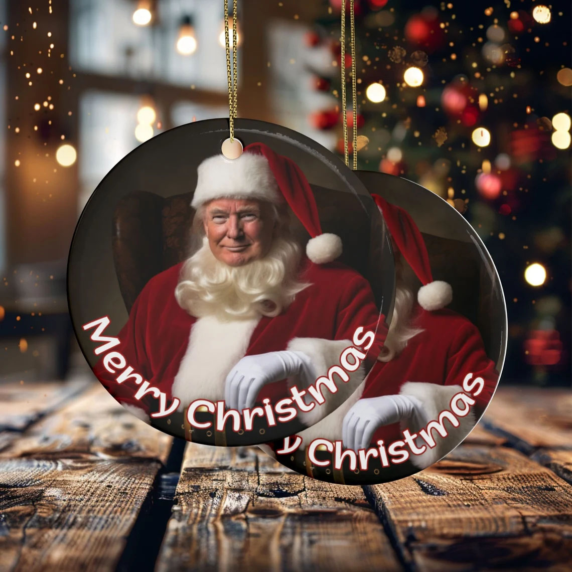 Trump Christmas Ornament Ceramic Gift for Family Christmas present idea Donald Trump Santa MAGA President