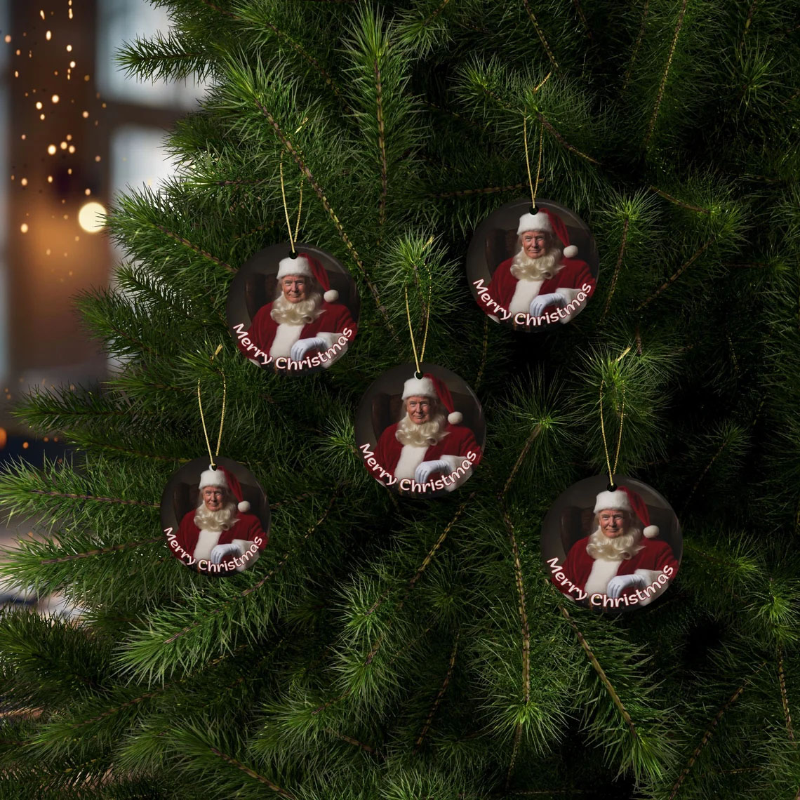 Trump Christmas Ornament Ceramic Gift for Family Christmas present idea Donald Trump Santa MAGA President