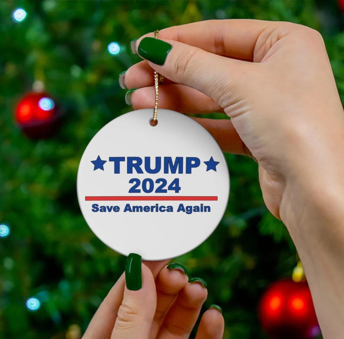 Trump Christmas Ornament, Trump 2024 Election, MAGA Ornament, Republican Xmas Tree Decor, Donald Trump, Patriotic Gifts, Republican Gifts