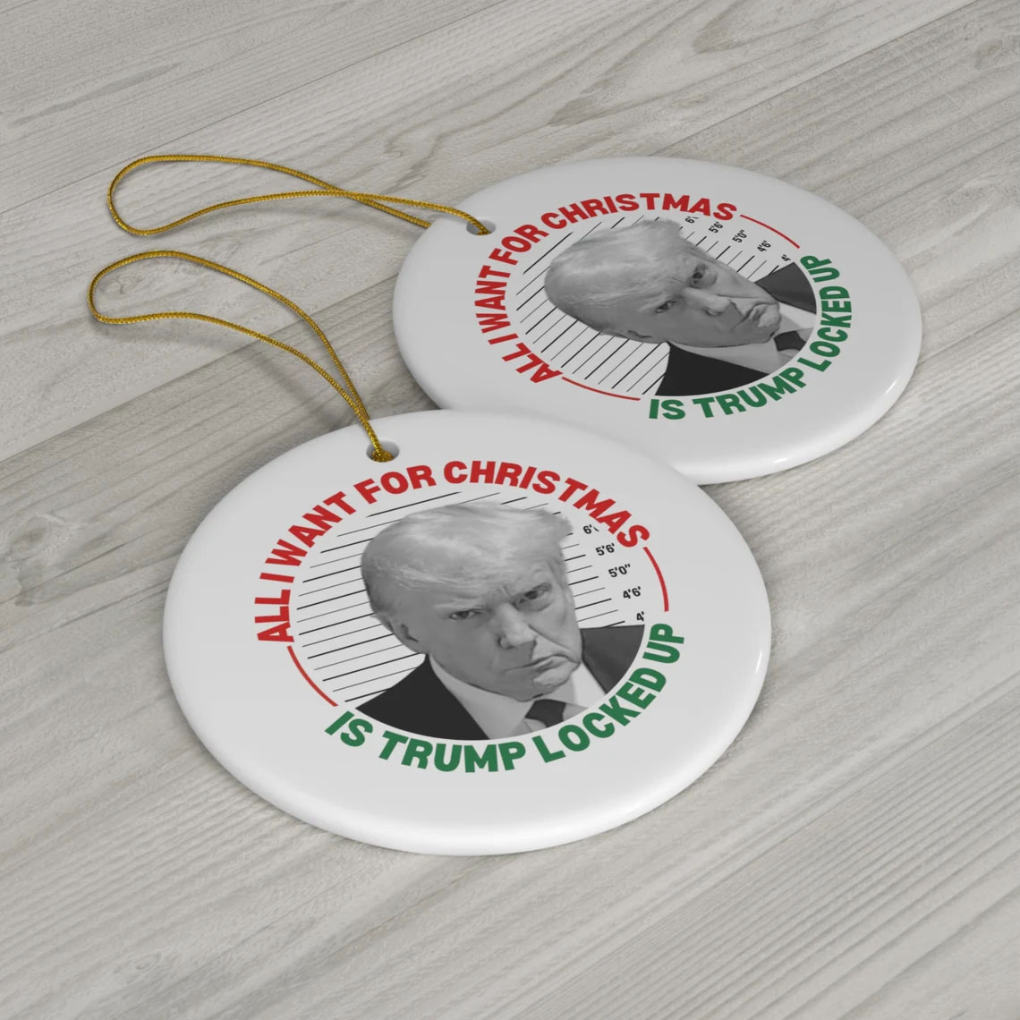Trump Christmas Ornament, Trump Mugshot Ornament, Trump Gag Gifts, Funny Trump Gifts