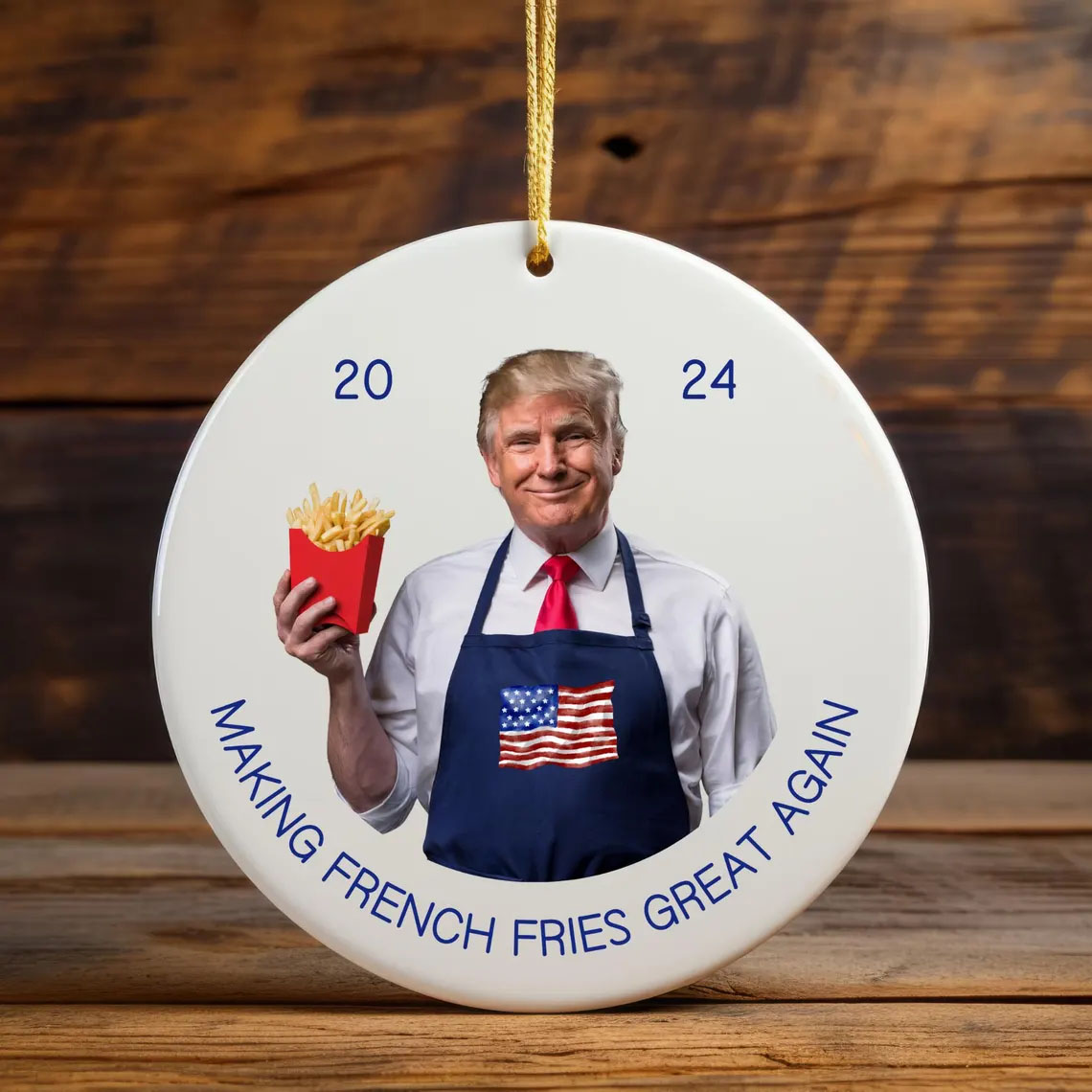 Trump French Fry Ornament, 2024 Trump Keepsake, Making French Fries Great Again