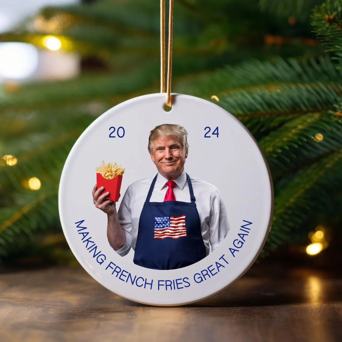 Trump French Fry Ornament, 2024 Trump Keepsake, Making French Fries Great Again