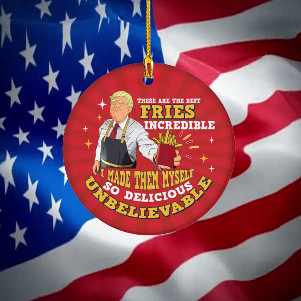 Trump MacDonald Christmas Ornament - Trump Making Fries