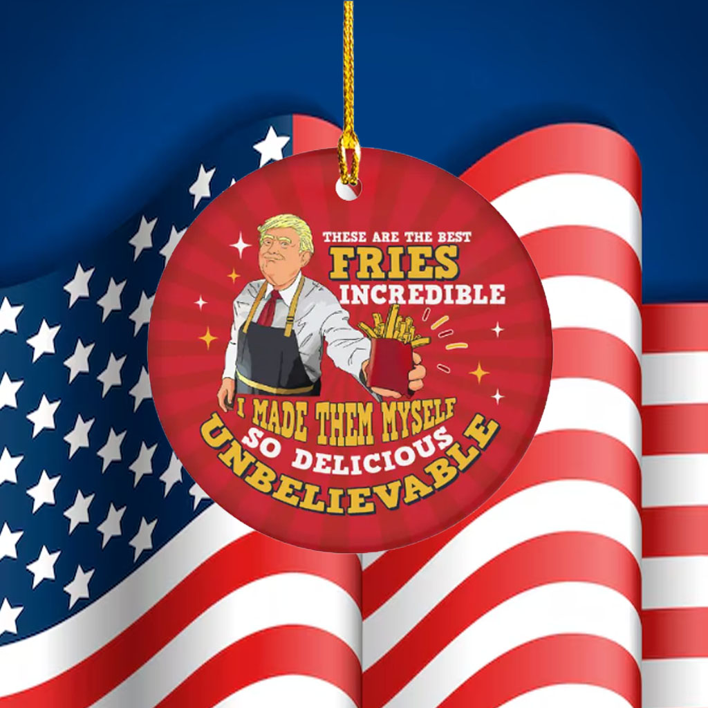 Trump MacDonald Christmas Ornament - Trump Making Fries