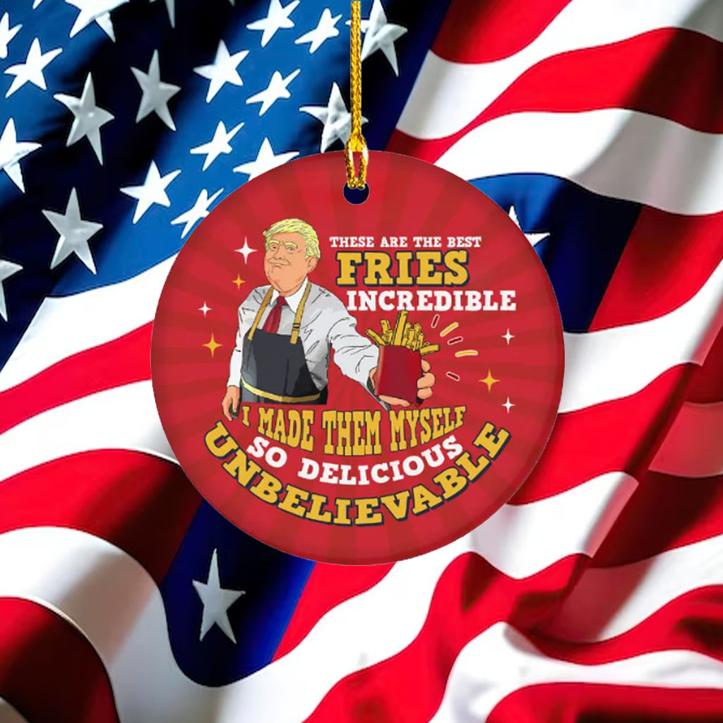 Trump MacDonald Christmas Ornament - Trump Making Fries