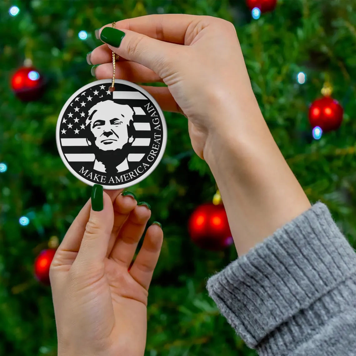 Trump Maga 2024 Gift, Trump Ceramic Ornament, Political Gift, Employee present