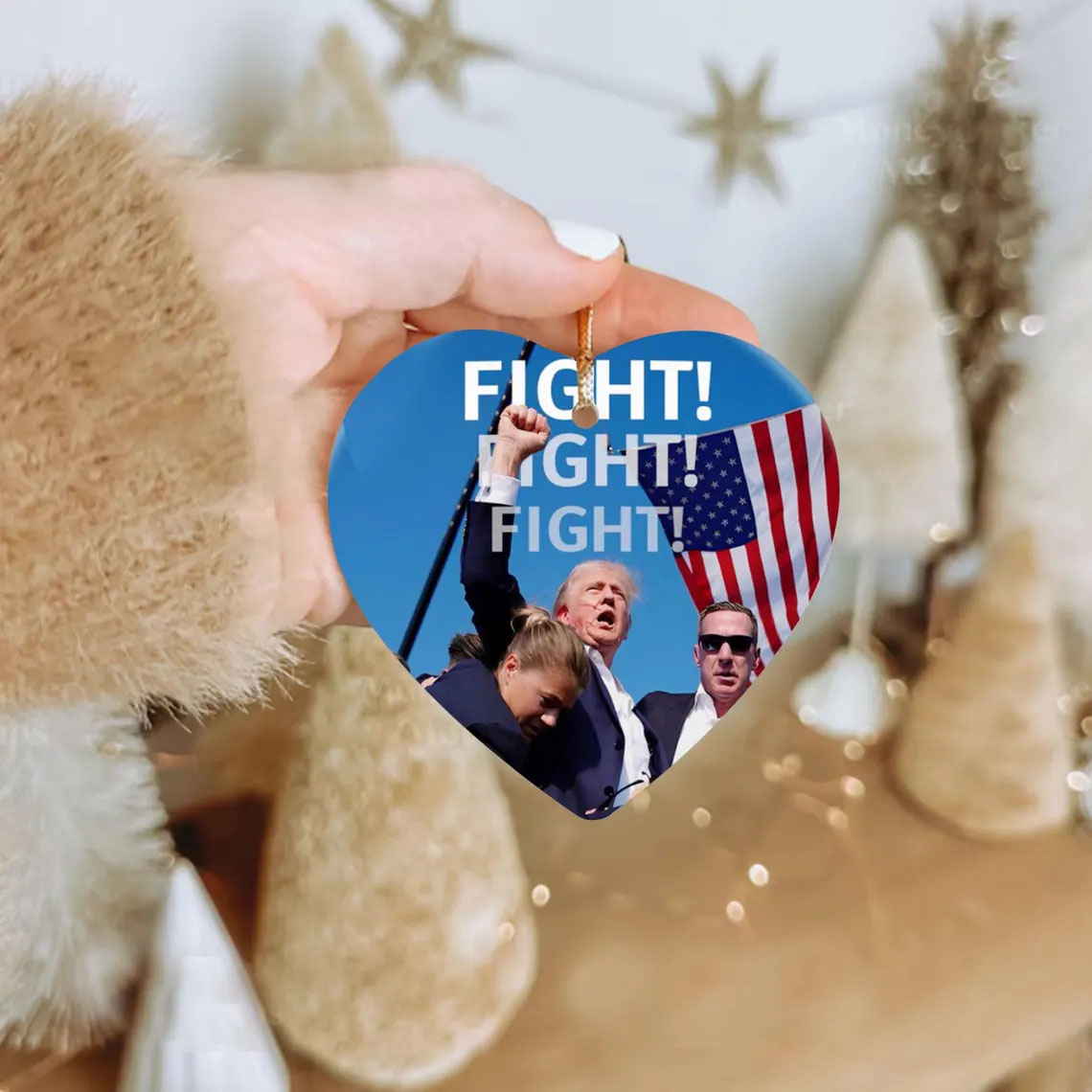 Trump Ornament,Trump Failed Attempt Ornament, Christmas trump Ornament Trump Fist, Christmas Gift