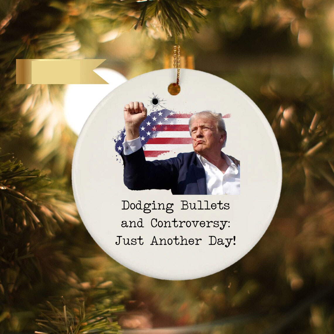 Trump Shooting Ornament, Trump Rally Shooting 2024 Ornament, Donald Trump Gift, Attempted Assassination, Patriotic Gift, Trump 2024 Survived