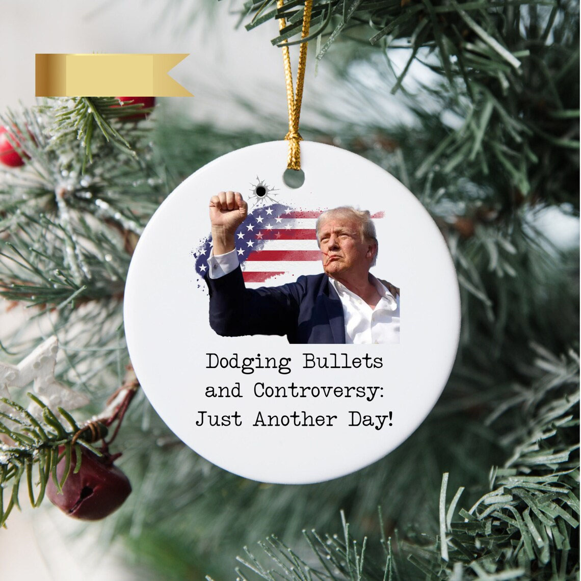 Trump Shooting Ornament, Trump Rally Shooting 2024 Ornament, Donald Trump Gift, Attempted Assassination, Patriotic Gift, Trump 2024 Survived