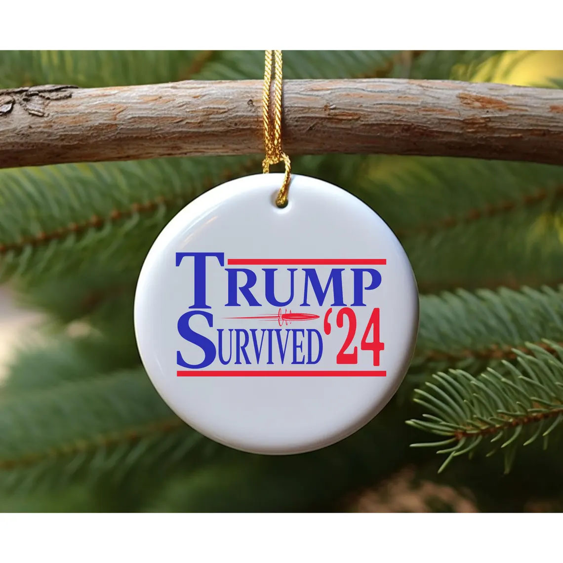 Trump Survived 24 Ornament