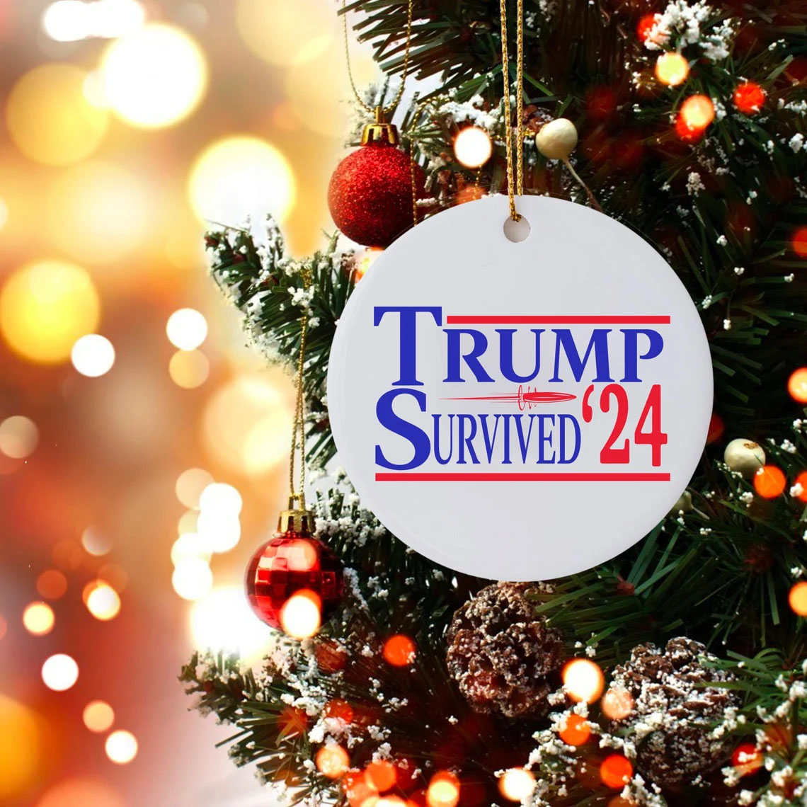 Trump Survived 24 Ornament