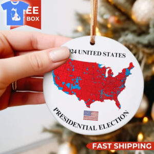 Trump Us Presidential Election 2024 Map Red Wave Ornament