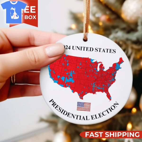 Trump Us Presidential Election 2024 Map Red Wave Ornament