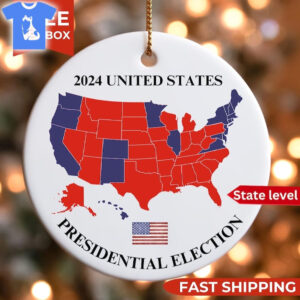 Trump Us Presidential Election 2024 Map Red Wave Ornament