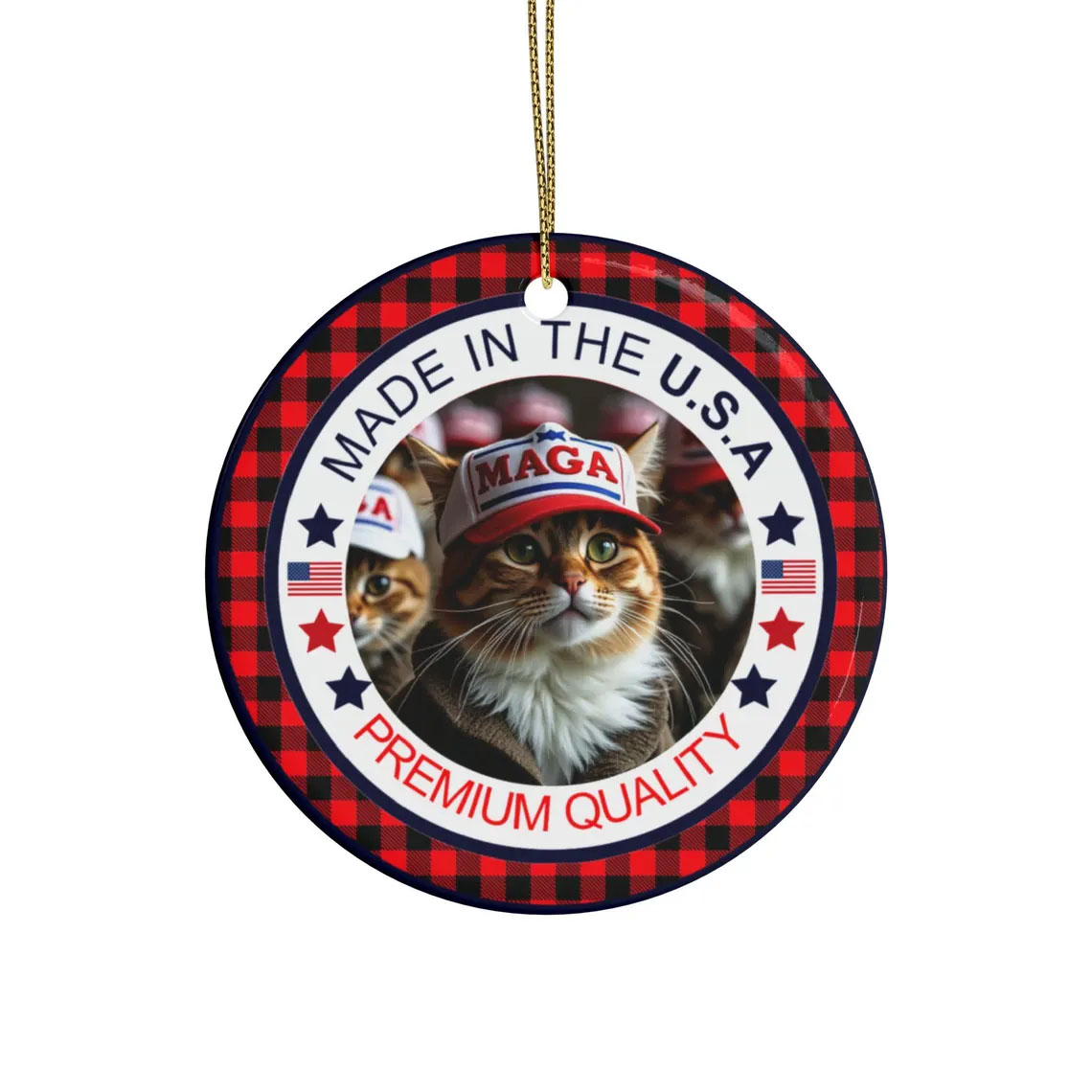 Trump ornament MAGA Cat Ceramic Christmas Ornament