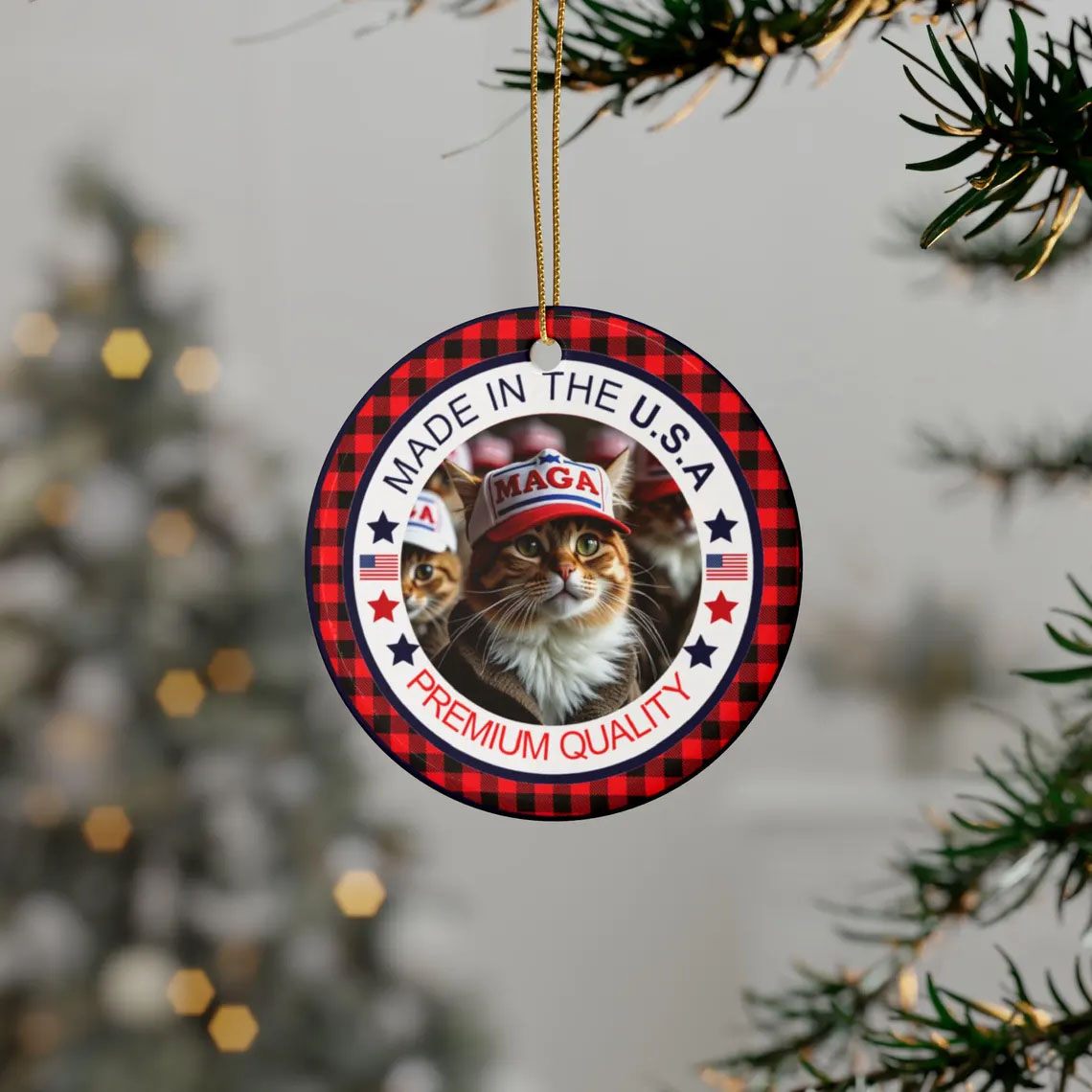 Trump ornament MAGA Cat Ceramic Christmas Ornament