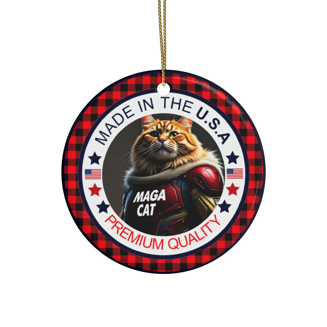 Trump ornament MAGA Iron Cat Ceramic Christmas Ornament