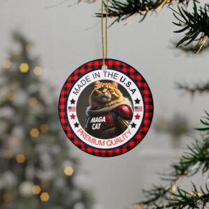 Trump ornament MAGA Iron Cat Ceramic Christmas Ornament