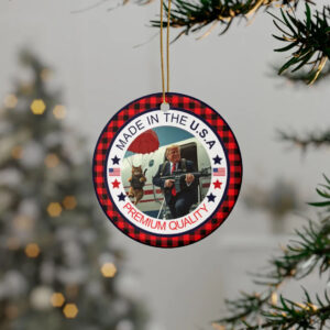 Trump ornament MAGA Military Cat Ceramic Christmas Ornament