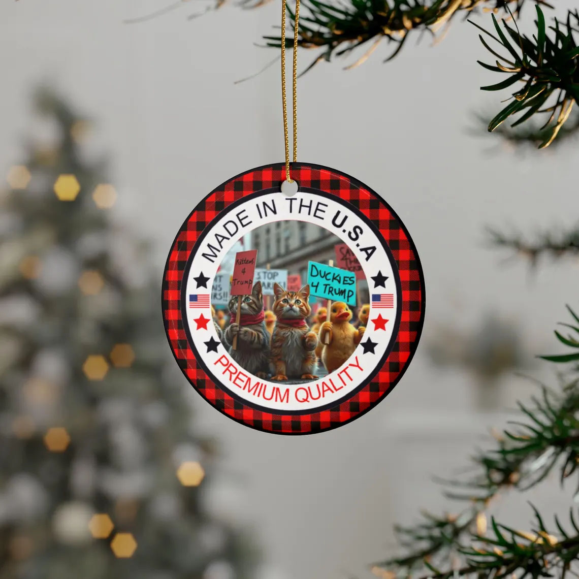Trump ornament MAGA pets Ceramic Christmas Ornament