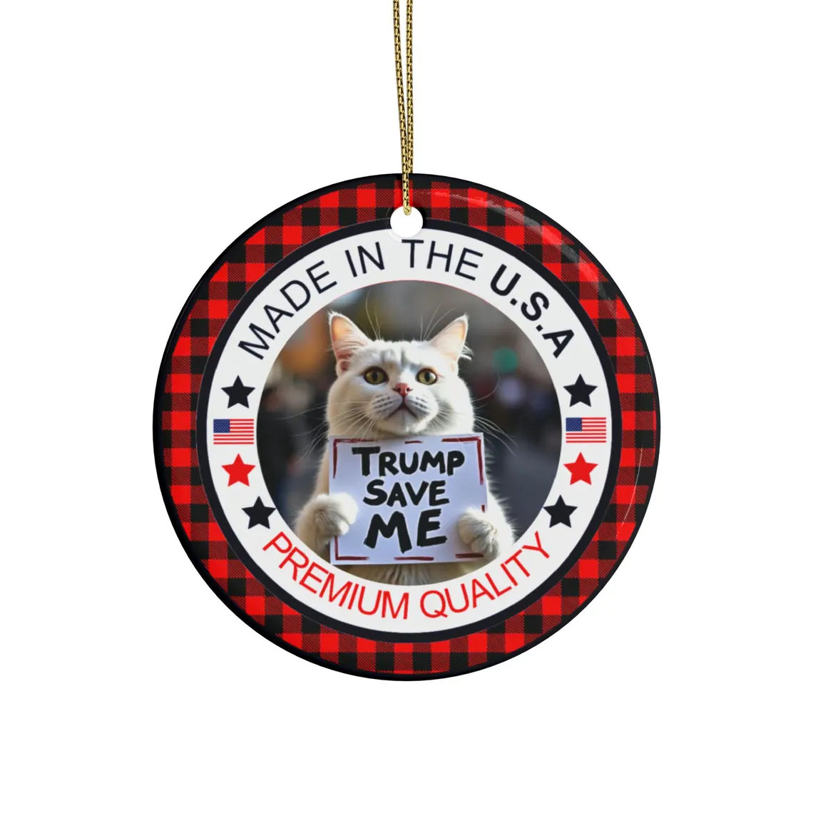 Trump ornament save the MAGA Cats Ceramic Christmas Ornament