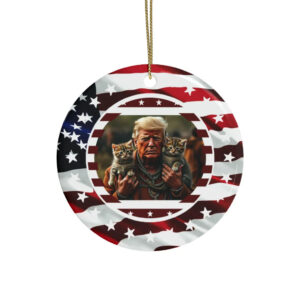 Trump saves the cats MAGA Ceramic Christmas Ornament