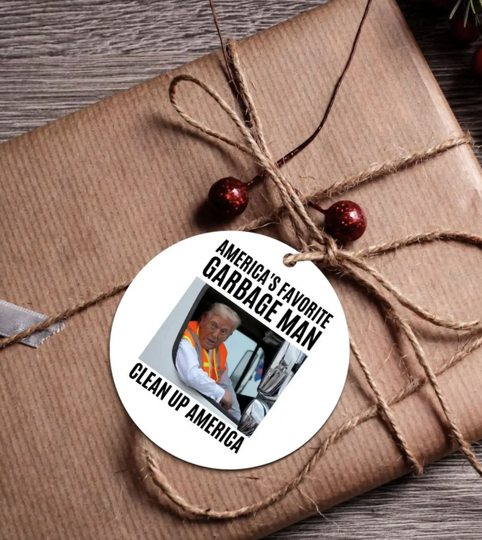 Donald Trump Garbage Truck Ornament