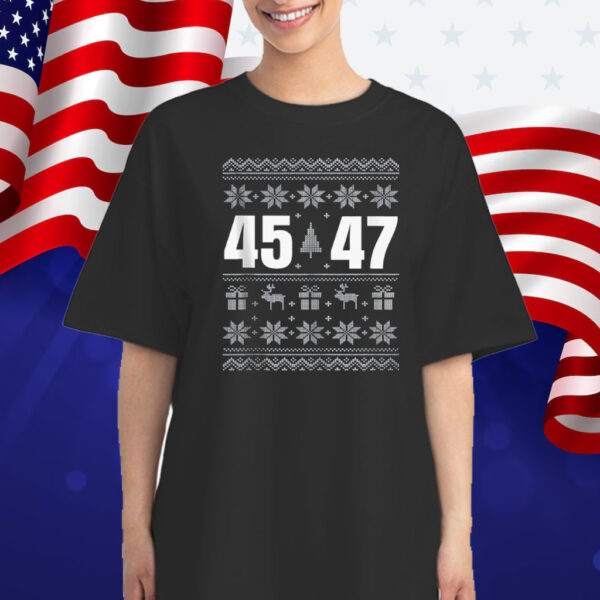 Ugly Sweater Christmas Matching Trump 2024 45 47 T-Shirt