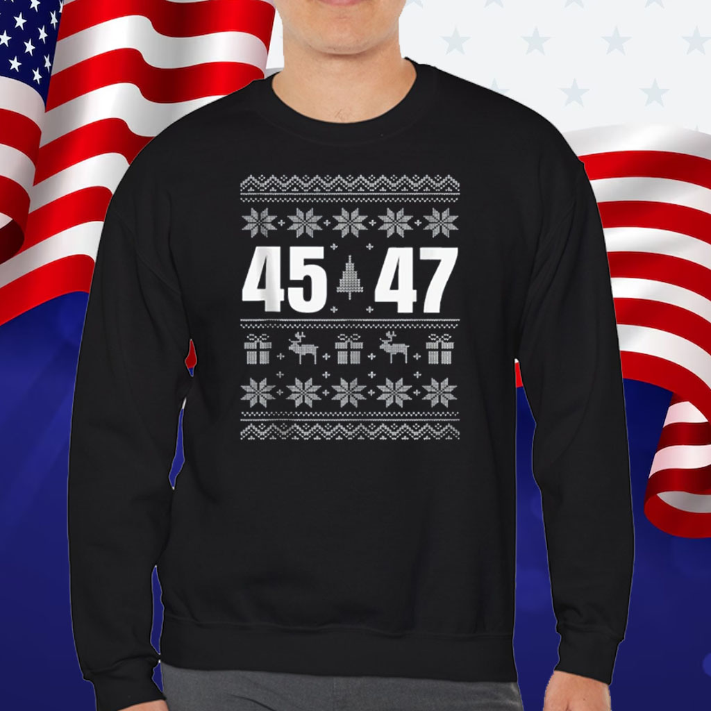 Ugly Sweater Christmas Matching Trump 2024 45 47 T-Shirt