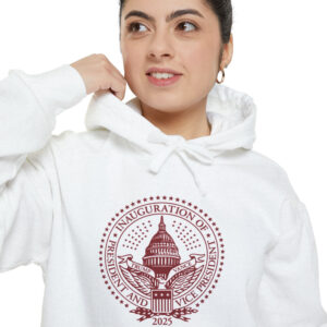 2025 Trump Inaugural Seal White Crewneck Fleece Hoodie
