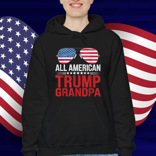 All-American Trump Grandpa - Flag Sunglasses Patriotic T-Shirt