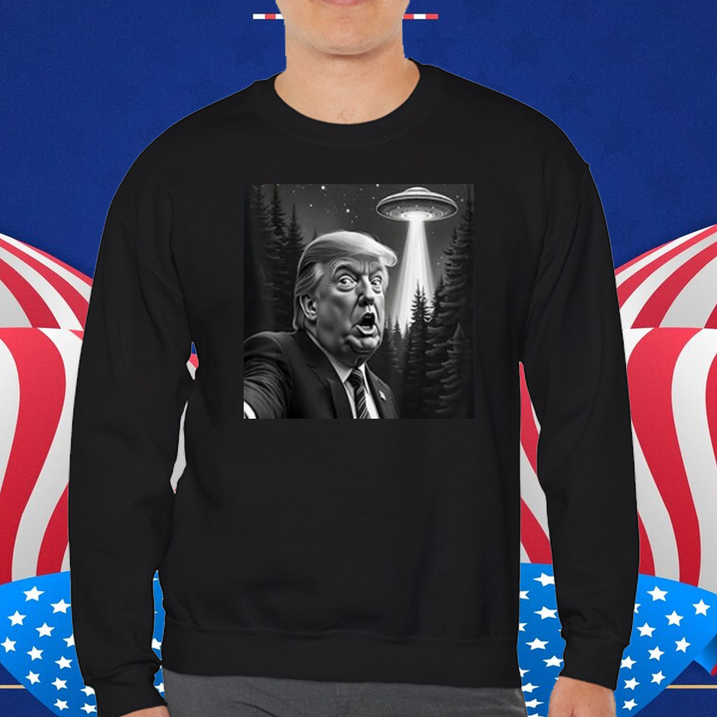 Funny Graphic Trump Selfie with UFOs Weird Shirt