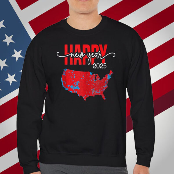 Happy New Year 2025 USA Election 2024 Red Map Trump Fans T-Shirt