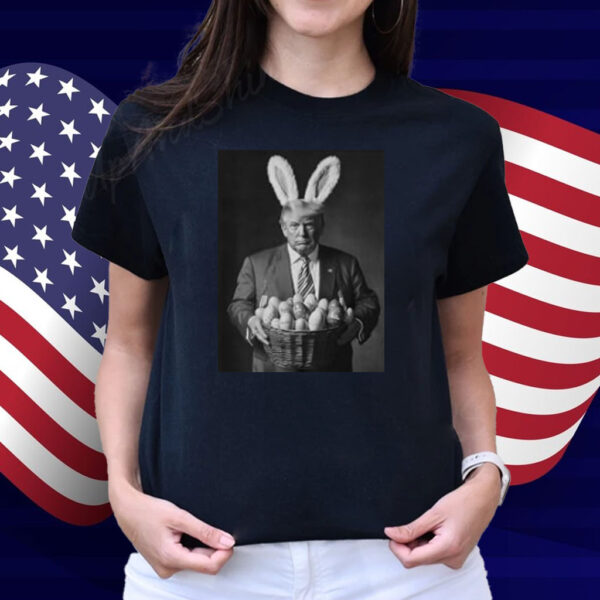 Trump In Easter Bunny Costume Easter Egg Basket T-Shirt