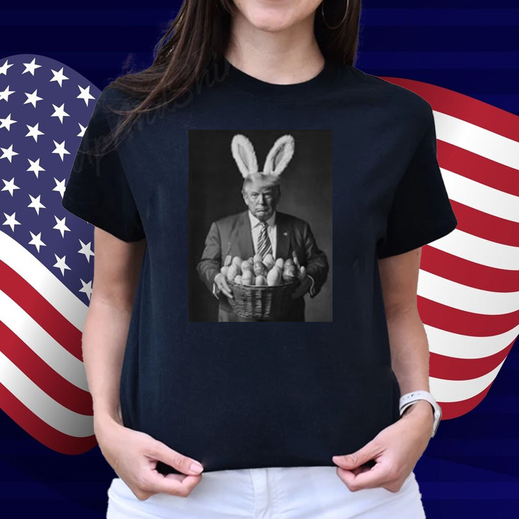 Trump In Easter Bunny Costume Easter Egg Basket T-Shirt